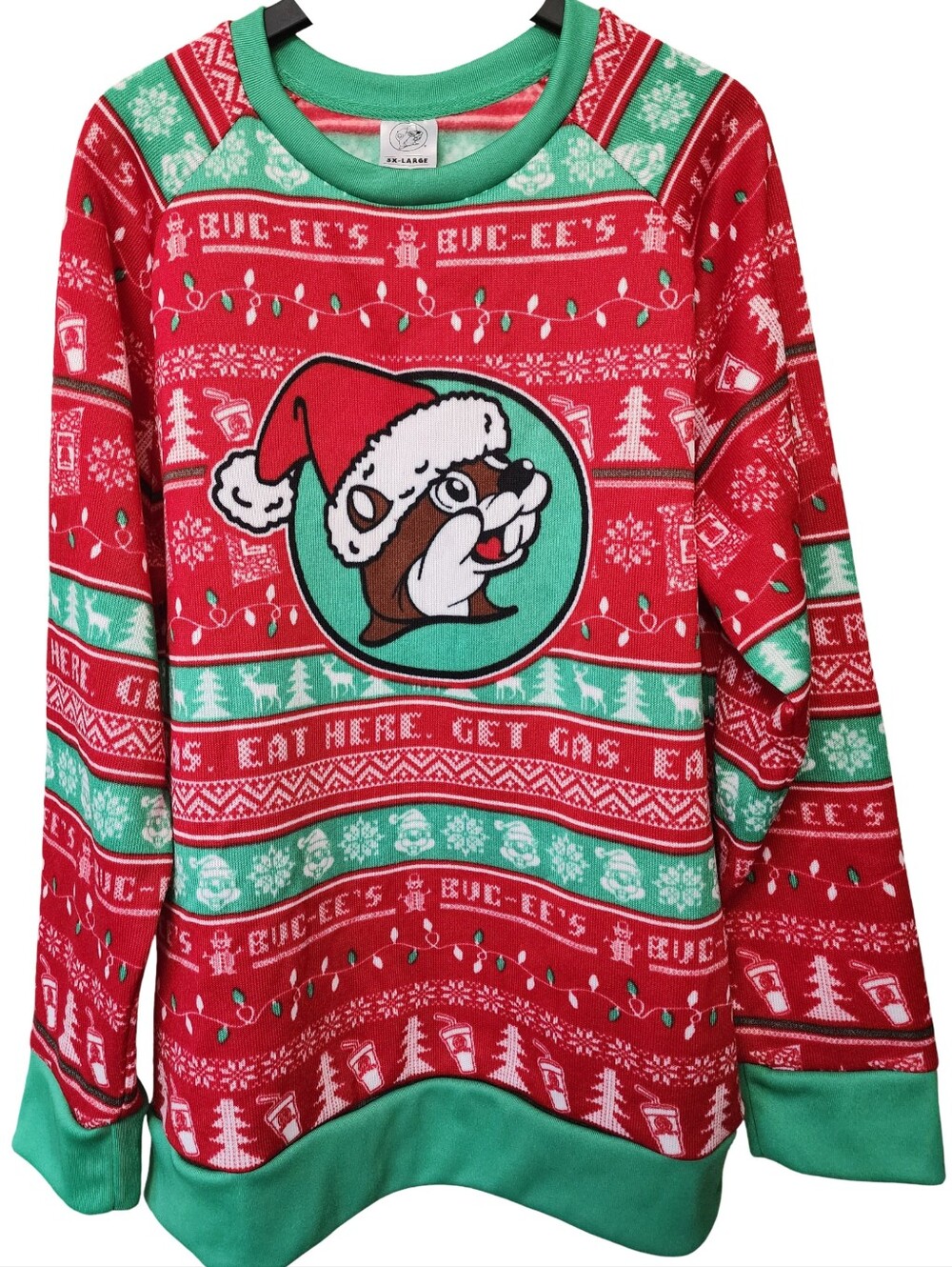 BUC-EE'S NWOT Unisex Ugly Christmas Sweater 3X Texas Beaver Red & Green Holiday